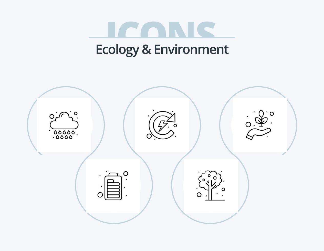 Ecology And Environment Line Icon Pack 5 Icon Design. gear. oil. green. radioactive. nuclear vector