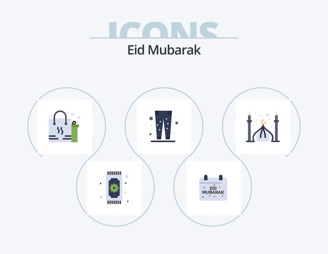 Eid Mubarak Flat Icon Pack 5 Icon Design. pent. trouser. celebration. eid. gift vector