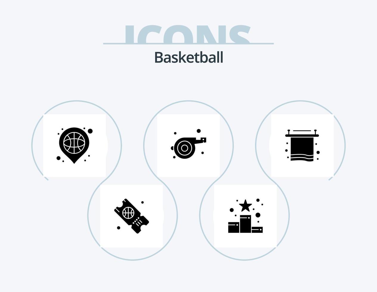 Basketball Glyph Icon Pack 5 Icon Design. interior. whistle. basket. sport. sport vector