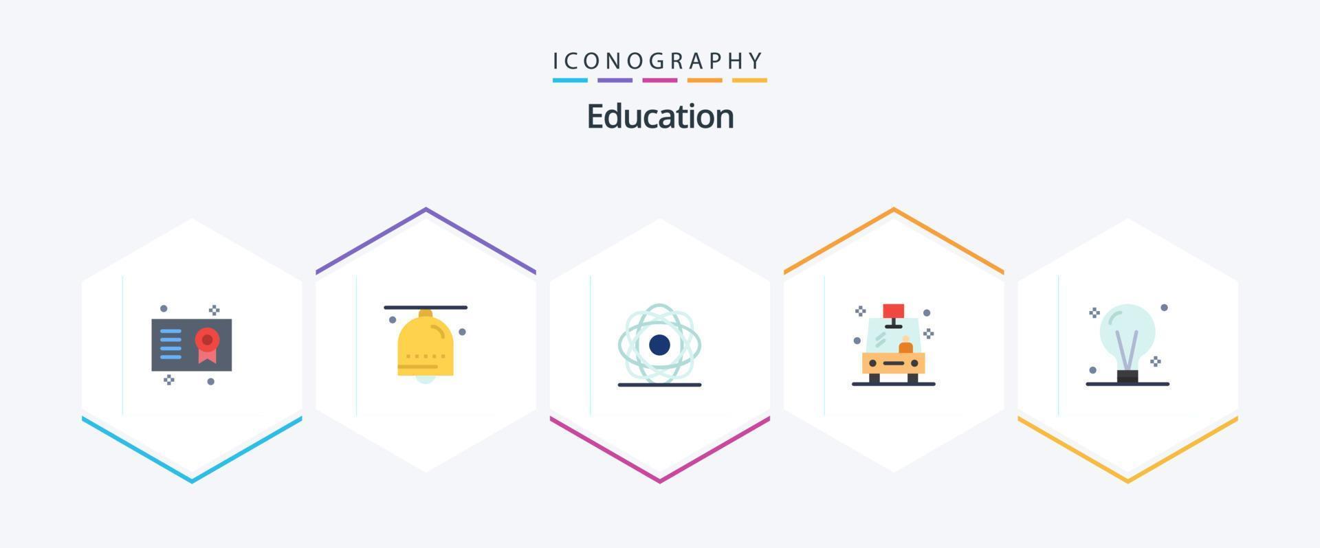 Education 25 Flat icon pack including vehicle. shuttle. notification. physics. molecule vector