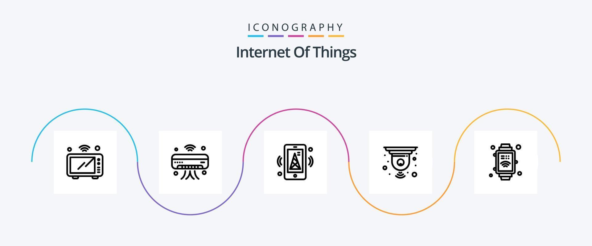 Internet Of Things Line 5 Icon Pack Including device smart. circuit. iot. cctv. router vector