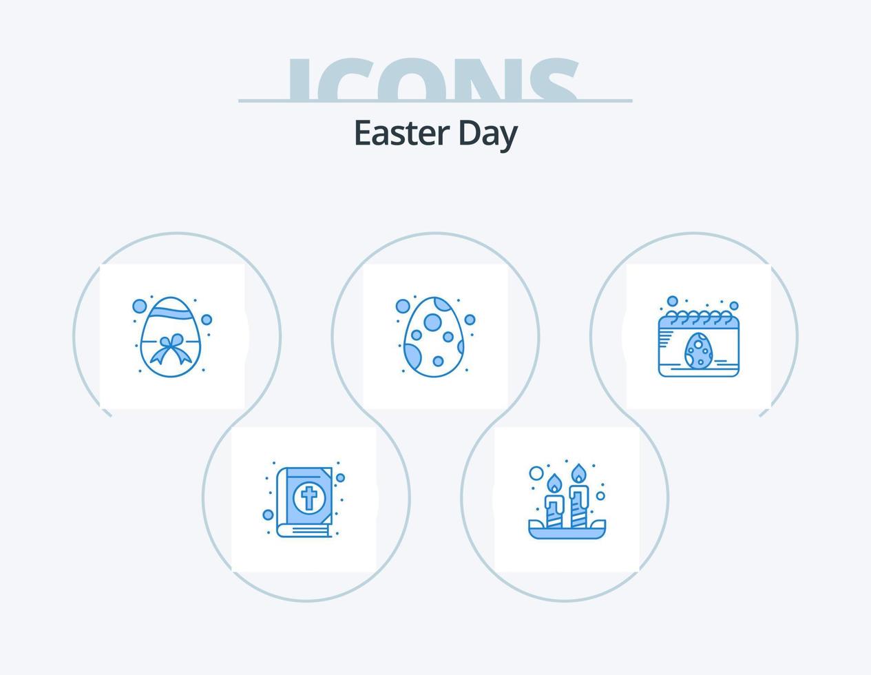 paquete de iconos azul de pascua 5 diseño de iconos. fecha. celebracion. Pascua de Resurrección. huevo. decoración vector