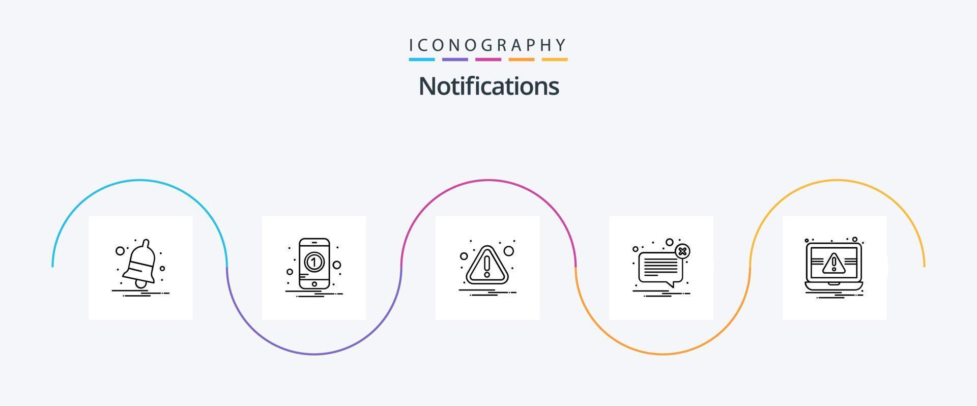 Notifications Line 5 Icon Pack Including essentials. message. alert. mail. alert vector