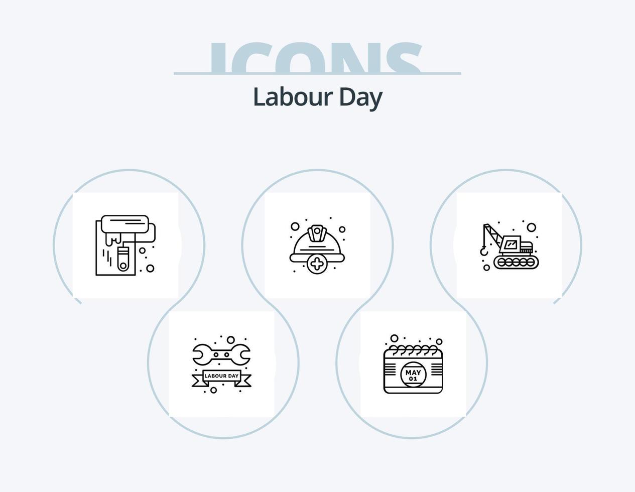 Labour Day Line Icon Pack 5 Icon Design. hammer. watch kit. paper. hammer. welder vector