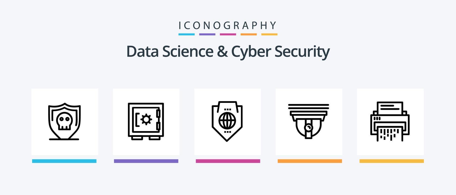 Data Science And Cyber Security Line 5 Icon Pack Including lock. information. security. file. delete. Creative Icons Design vector