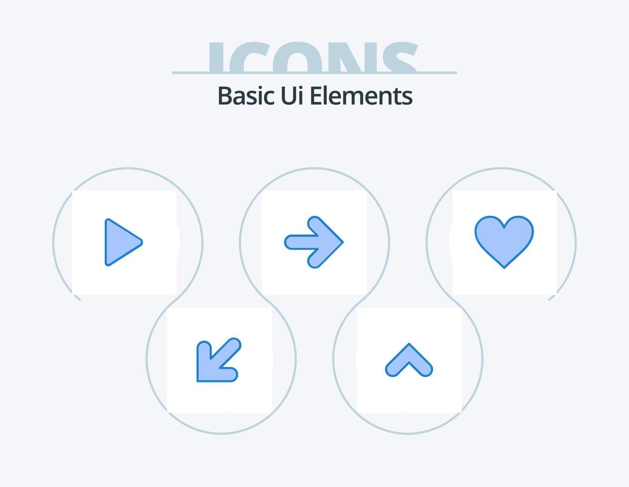 elementos básicos de la interfaz de usuario paquete de iconos azules 5 diseño de iconos. corazón. bien. control. flechas flecha vector