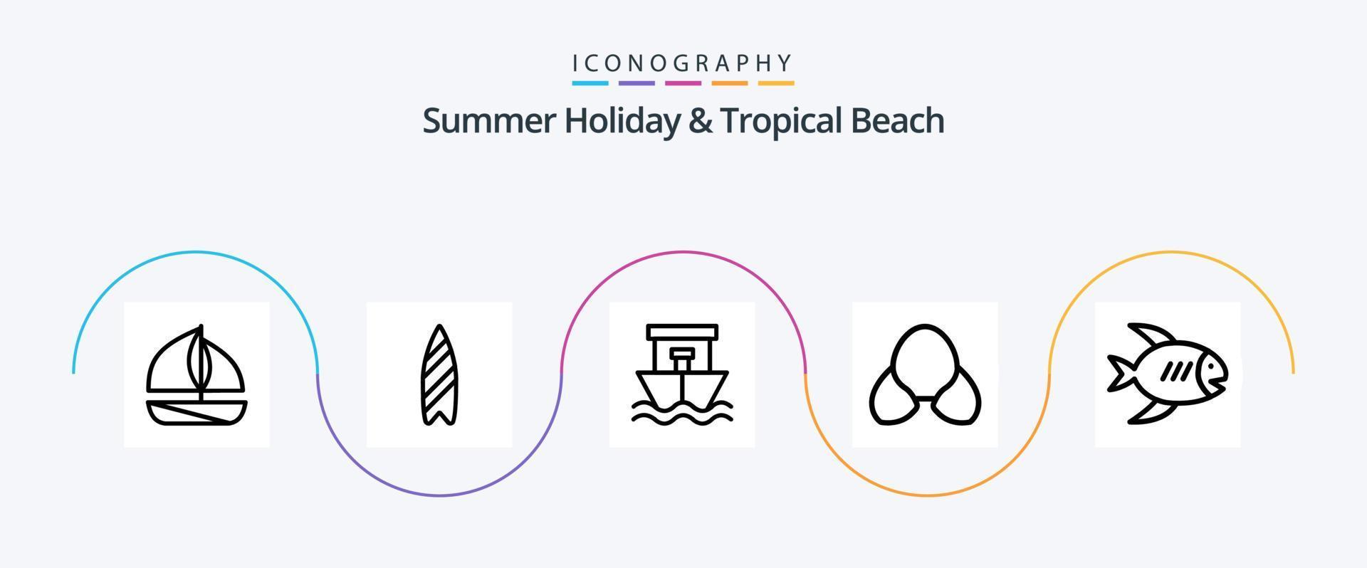 Beach Line 5 Icon Pack Including coast. clothing. beach. clothes. beach vector