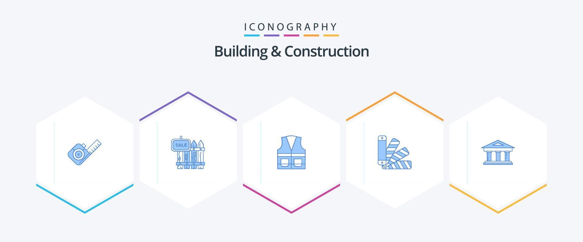 edificio y construcción 25 paquete de iconos azules que incluye pantone. color. jardín. reparar. mano de obra vector