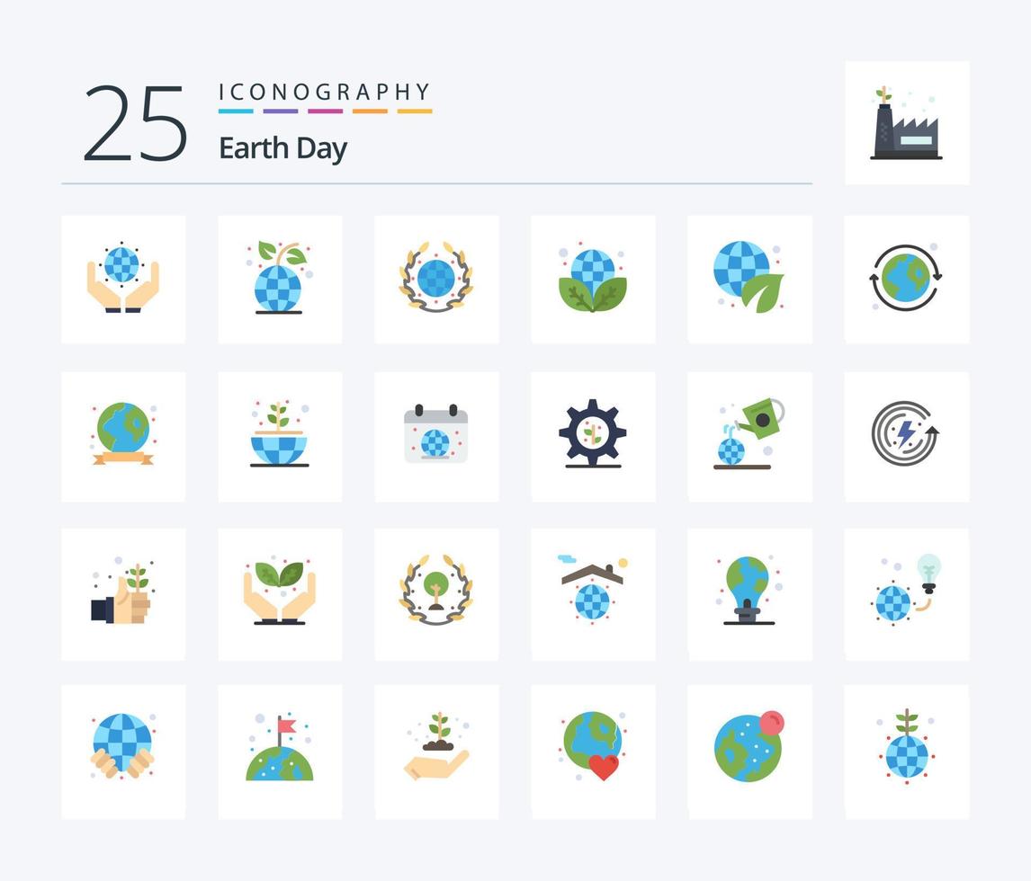 Earth Day 25 Flat Color icon pack including day. green. earth. environment. earth day vector