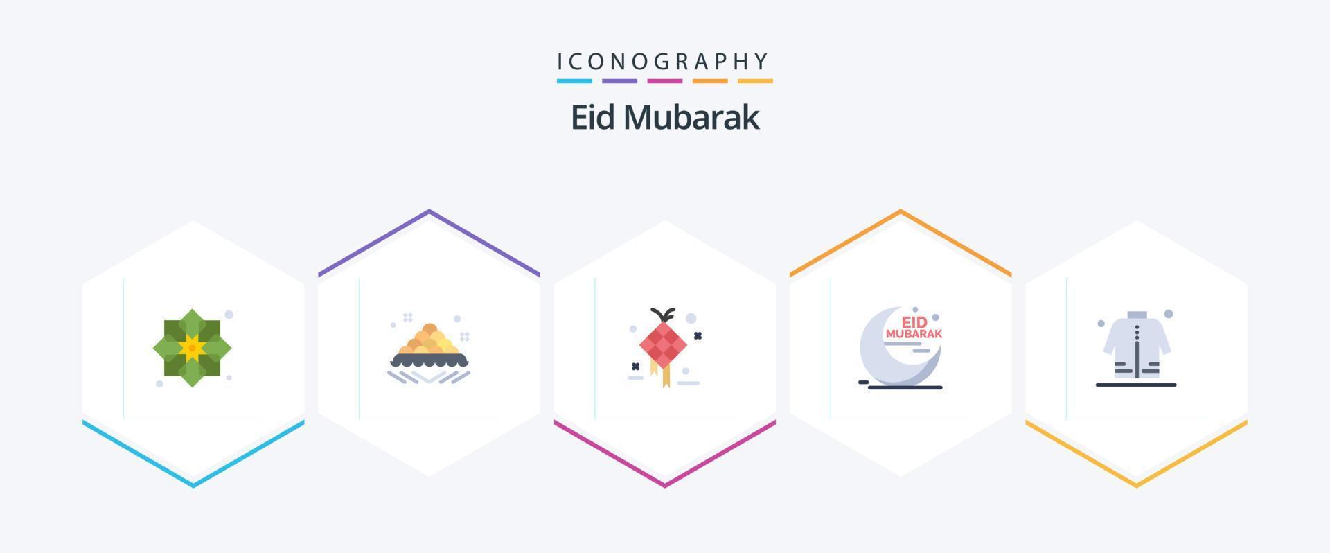 Eid Mubarak 25 Flat icon pack including moon. eid. open. hanging. creative vector