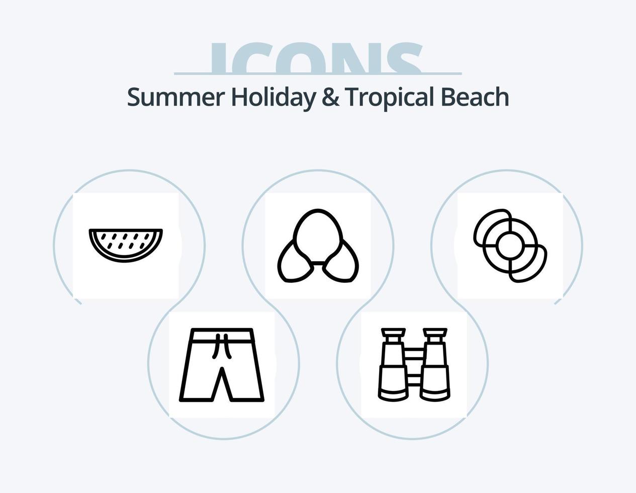 paquete de iconos de línea de playa 5 diseño de iconos. . transporte. . postre vector