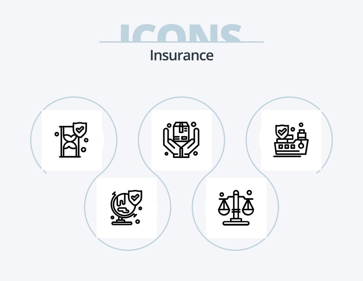 paquete de iconos de línea de seguros 5 diseño de iconos. seguro. negocio. daño. edificio. seguridad vector