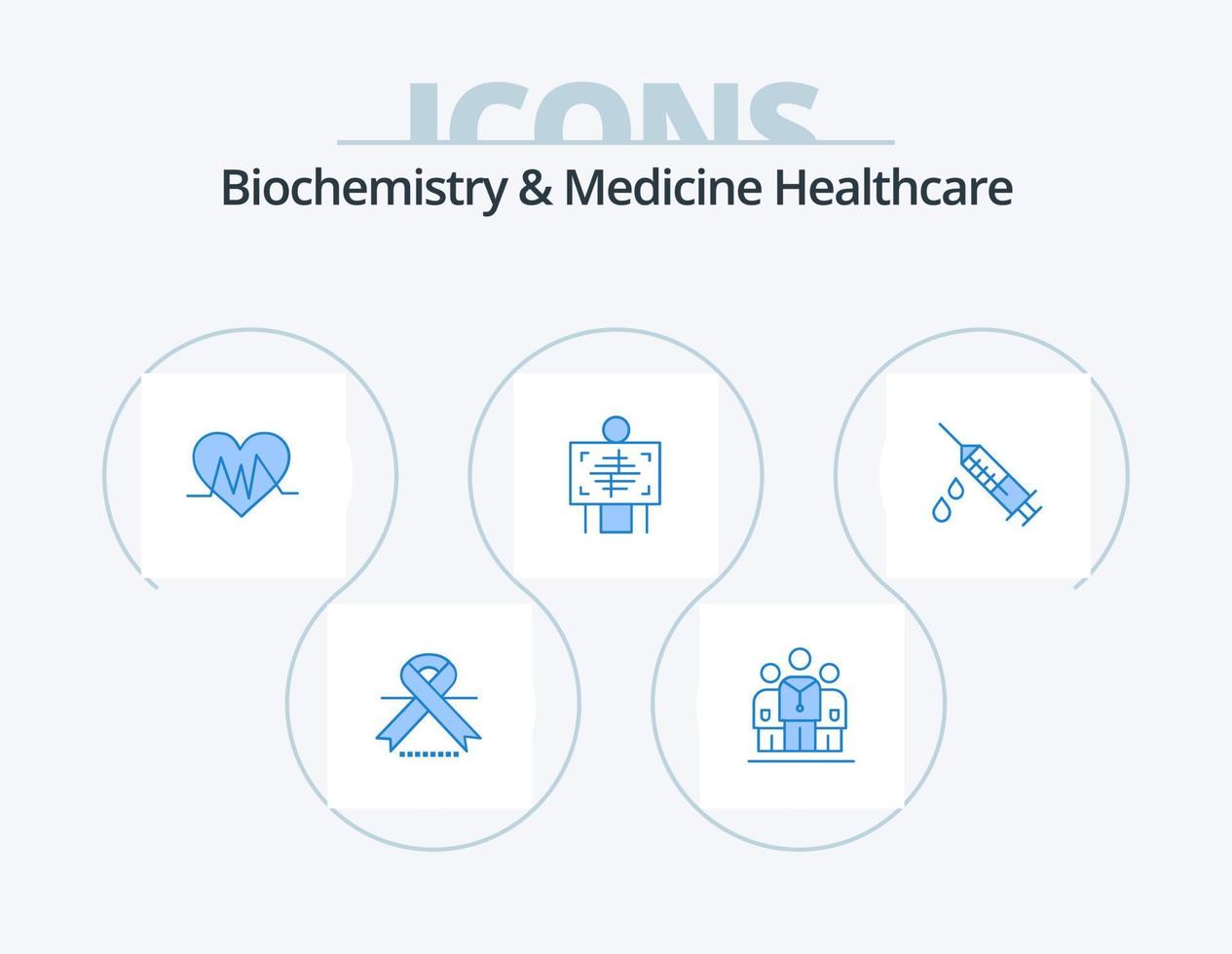 Biochemistry And Medicine Healthcare Blue Icon Pack 5 Icon Design. dope. radiology. medical. hospital. xray vector