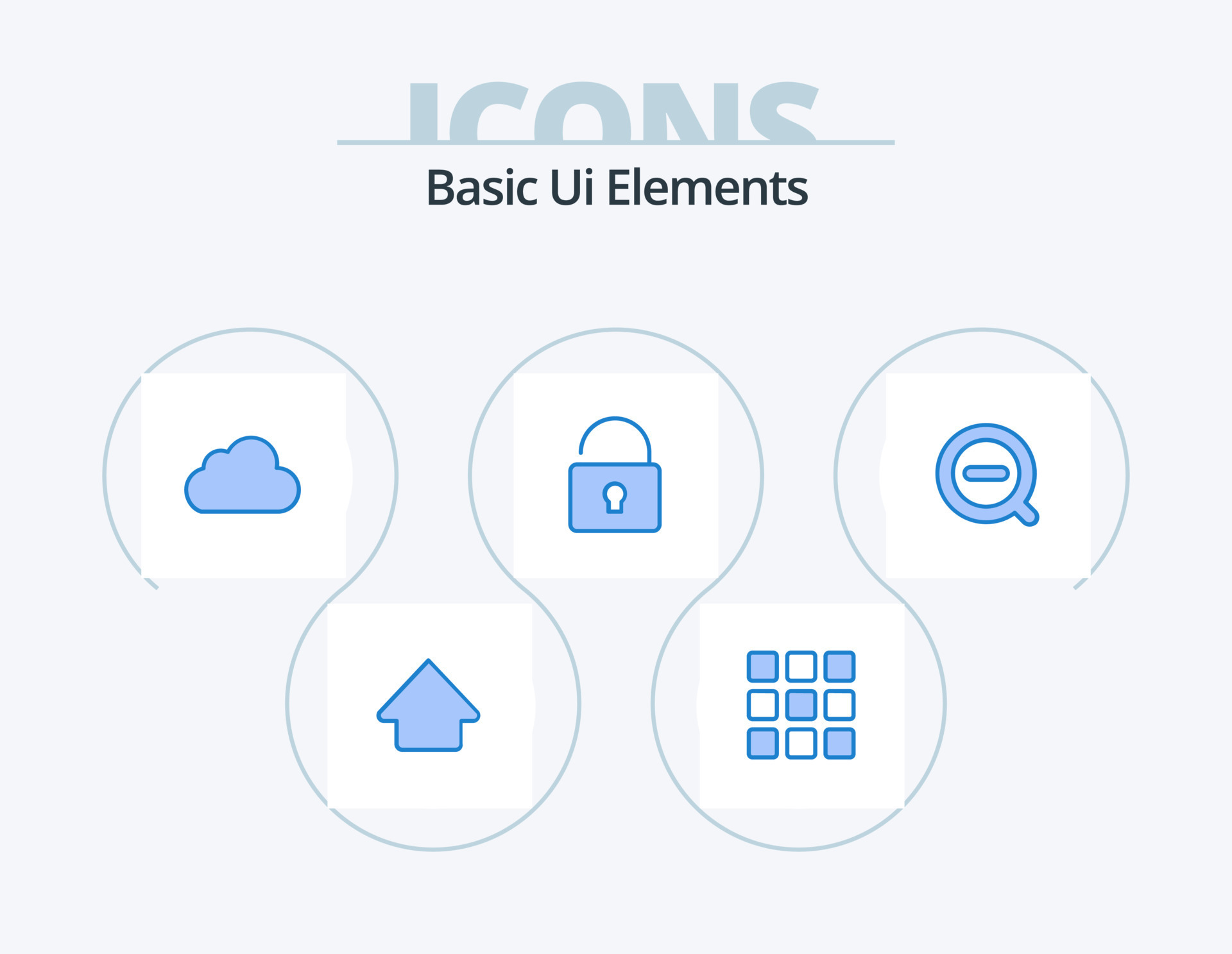 Basic Ui Elements Blue Icon Pack 5 Icon Design. delete. less. data ...