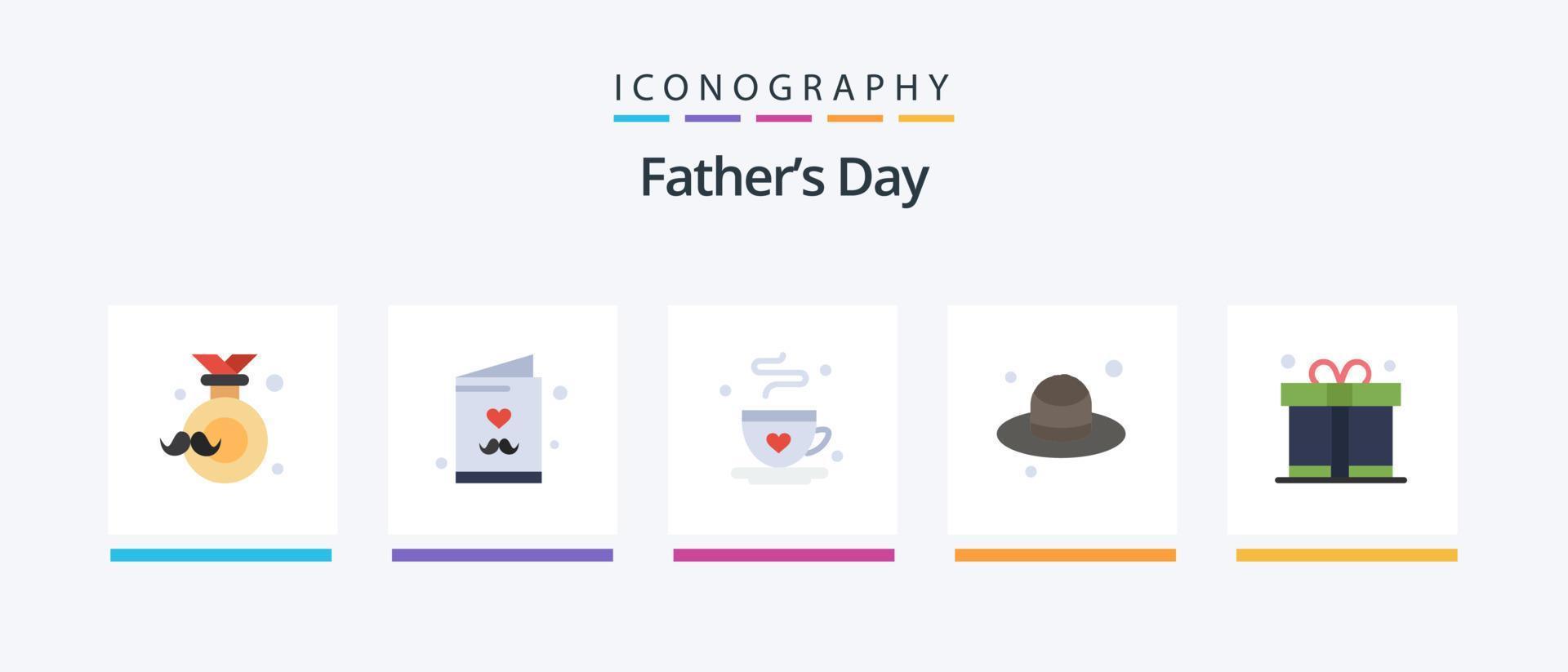 paquete de iconos flat 5 del día del padre que incluye a papá. padres tarjeta. día. dia del padre. diseño de iconos creativos vector