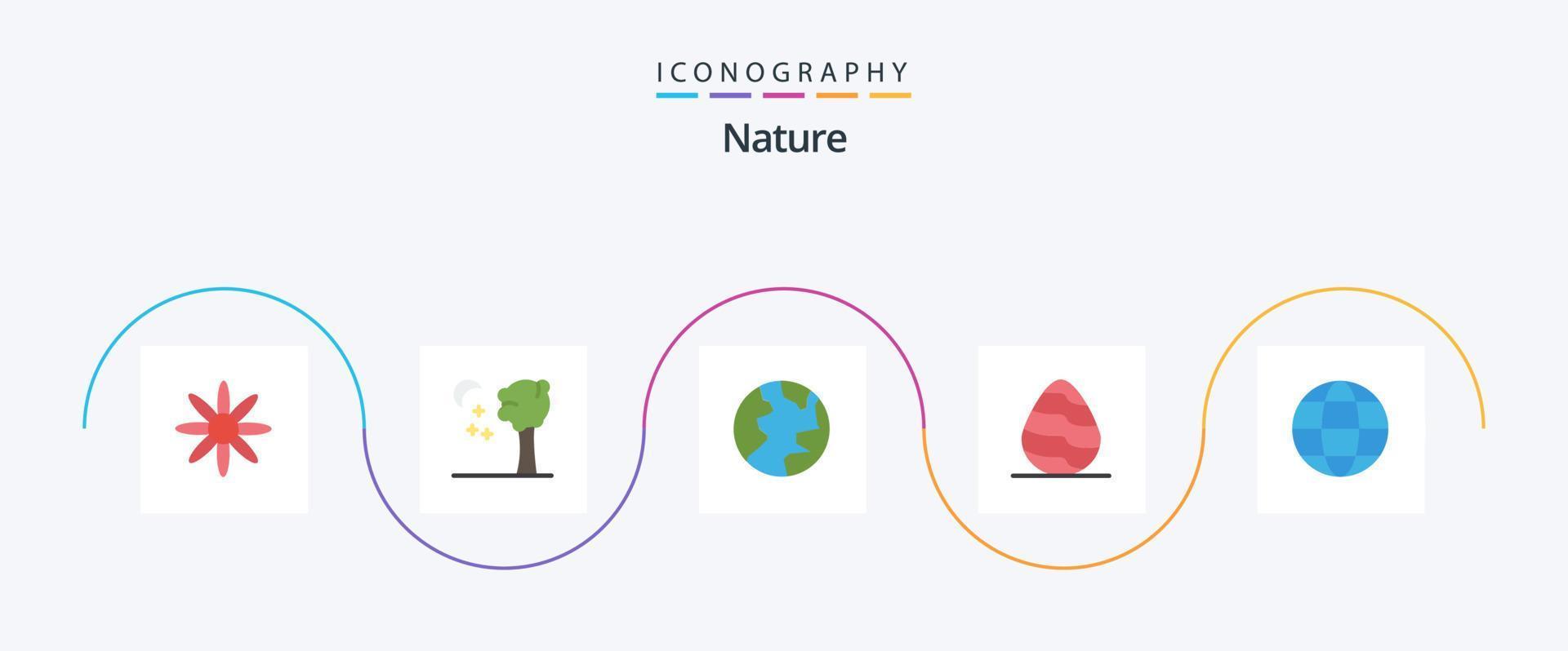 Nature Flat 5 Icon Pack Including . globe. nature. environment. spring vector