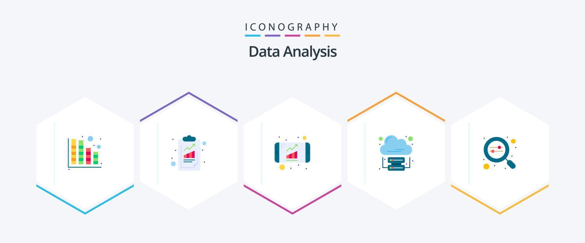 Data Analysis 25 Flat icon pack including data. cloud internet. analytics. data. analytics vector