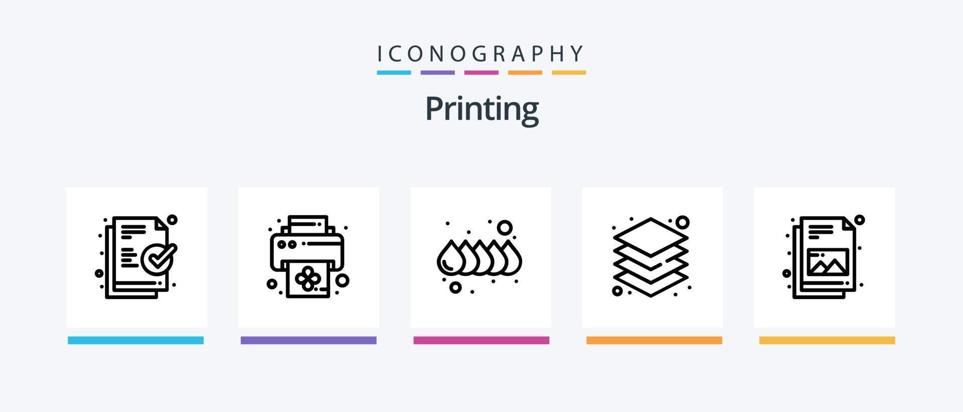 paquete de iconos de la línea de impresión 5 que incluye color. publicidad. muestra de tela. anuncio. objetivo. diseño de iconos creativos vector