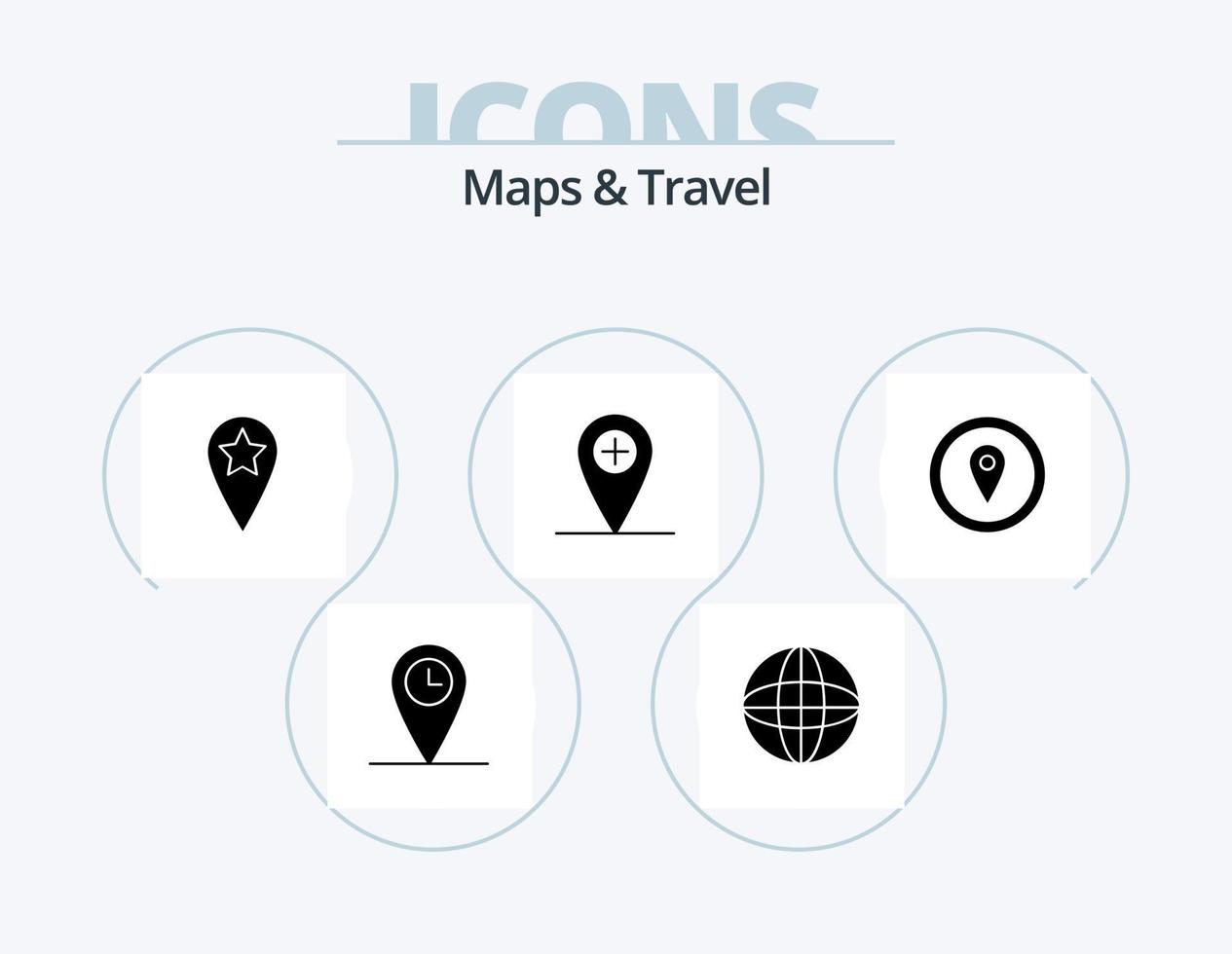 mapas y paquete de iconos de glifos de viaje 5 diseño de iconos. . marcador de mapa estrella. mapa. GPS vector