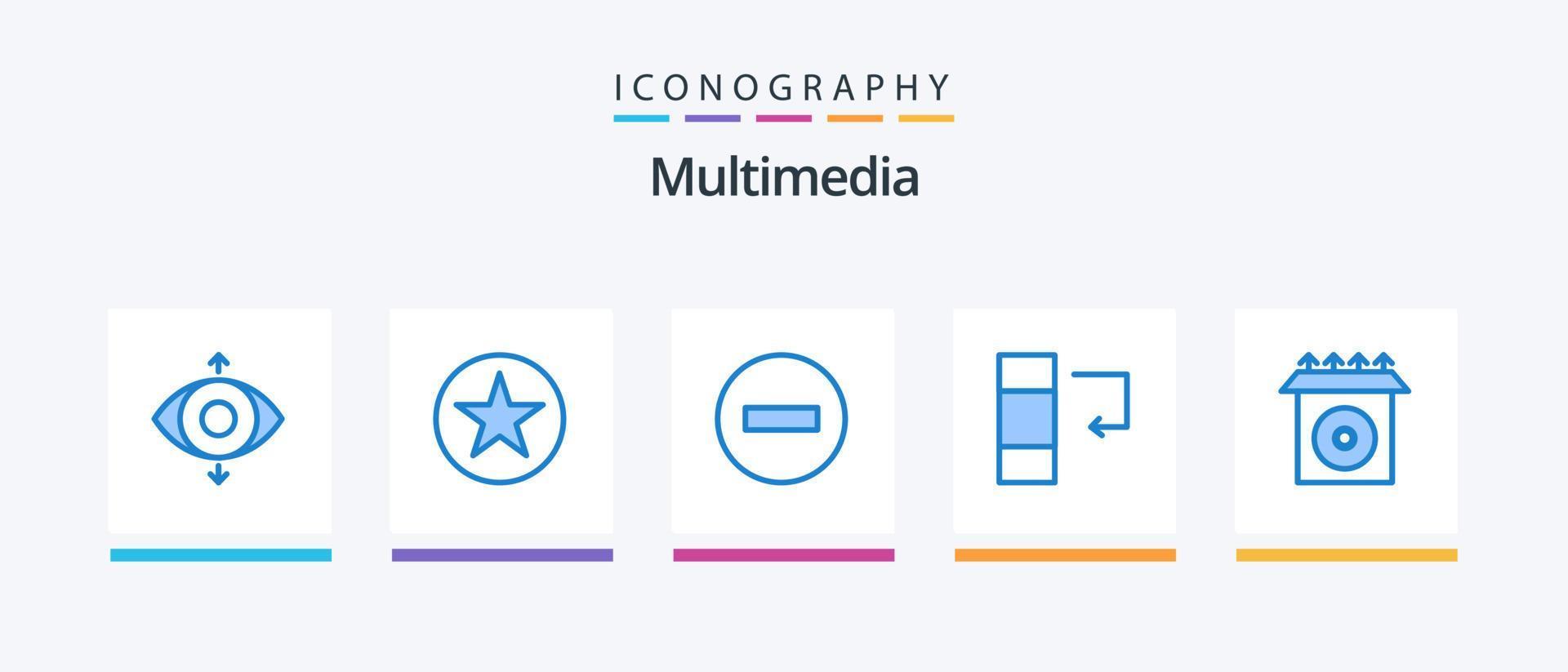 Multimedia Blue 5 Icon Pack Including . install. multimedia. cd. data. Creative Icons Design vector