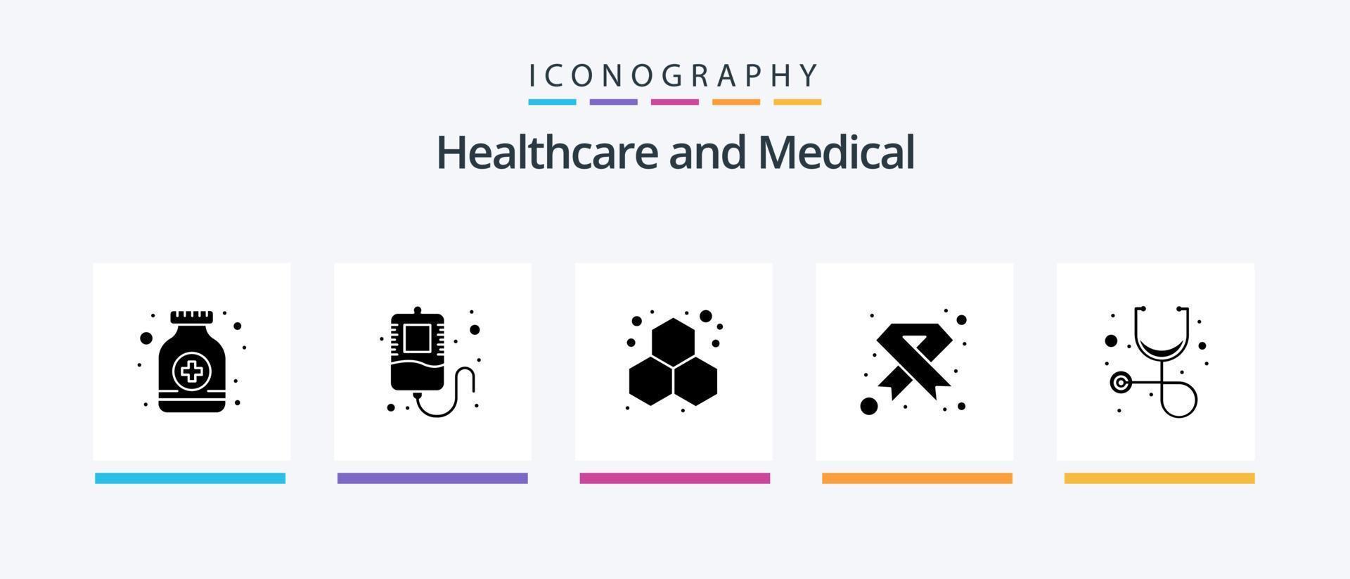 paquete de iconos de glifo médico 5 que incluye atención médica. cinta. experimento. médico. cáncer. diseño de iconos creativos vector