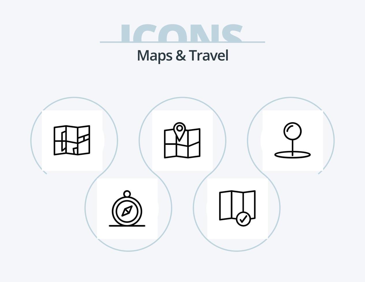 Maps and Travel Line Icon Pack 5 Icon Design. . . place. route. location vector