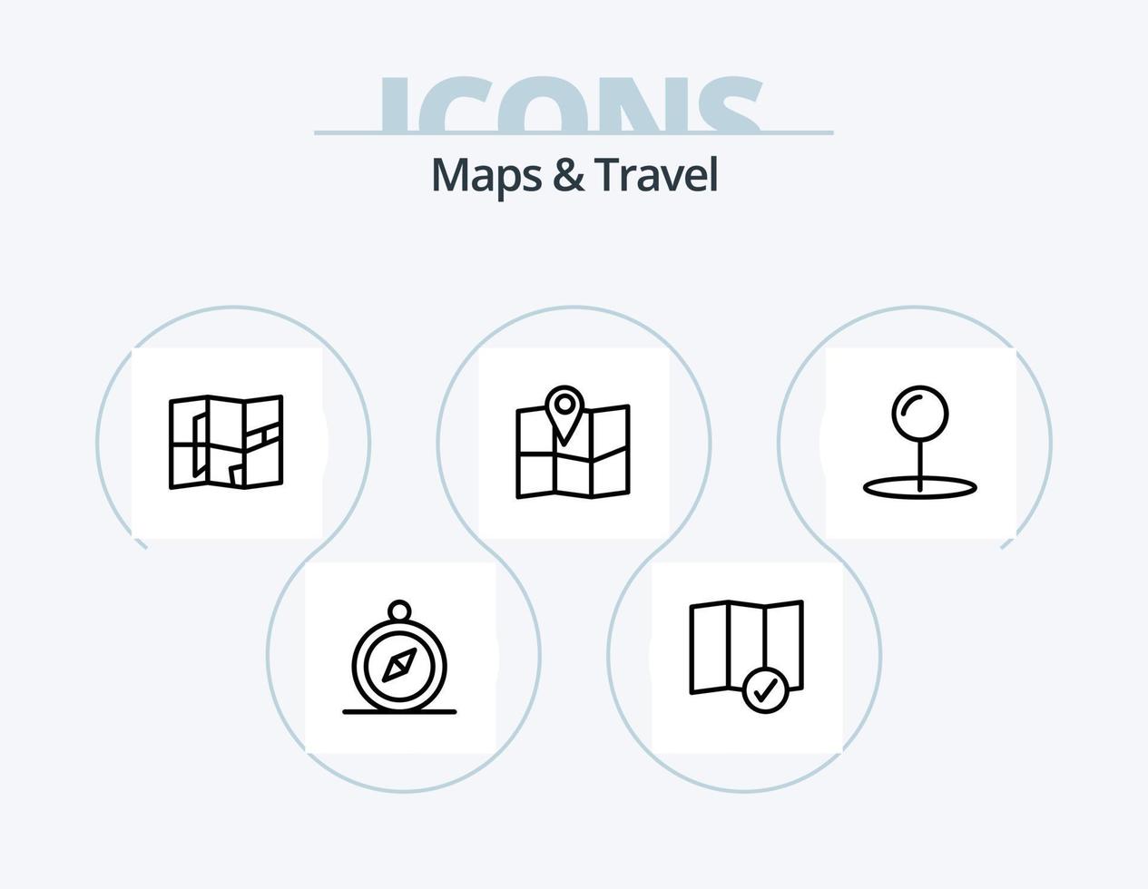 Mapas y diseño de iconos del paquete de iconos de línea de viaje 5. . . lugar. ruta. ubicación vector