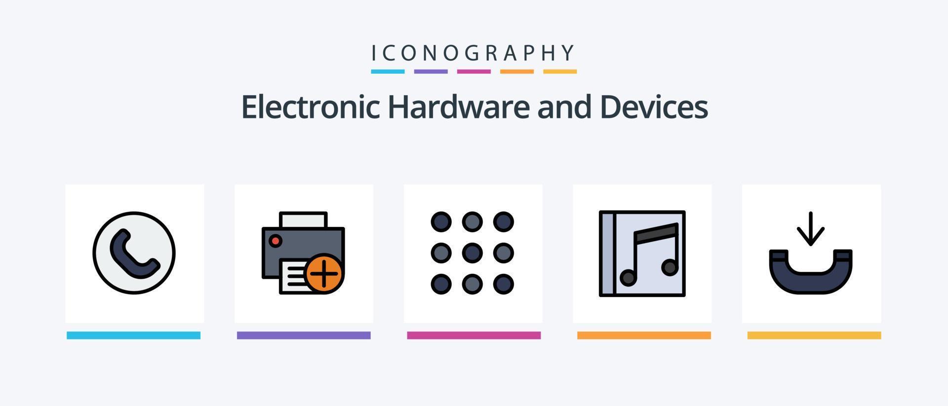 Devices Line Filled 5 Icon Pack Including cam. hardware. photo. gadget. computers. Creative Icons Design vector
