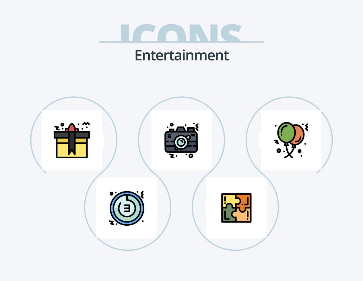 paquete de iconos llenos de línea de entretenimiento 5 diseño de iconos. música. desct. video. entretenimiento. jugar vector