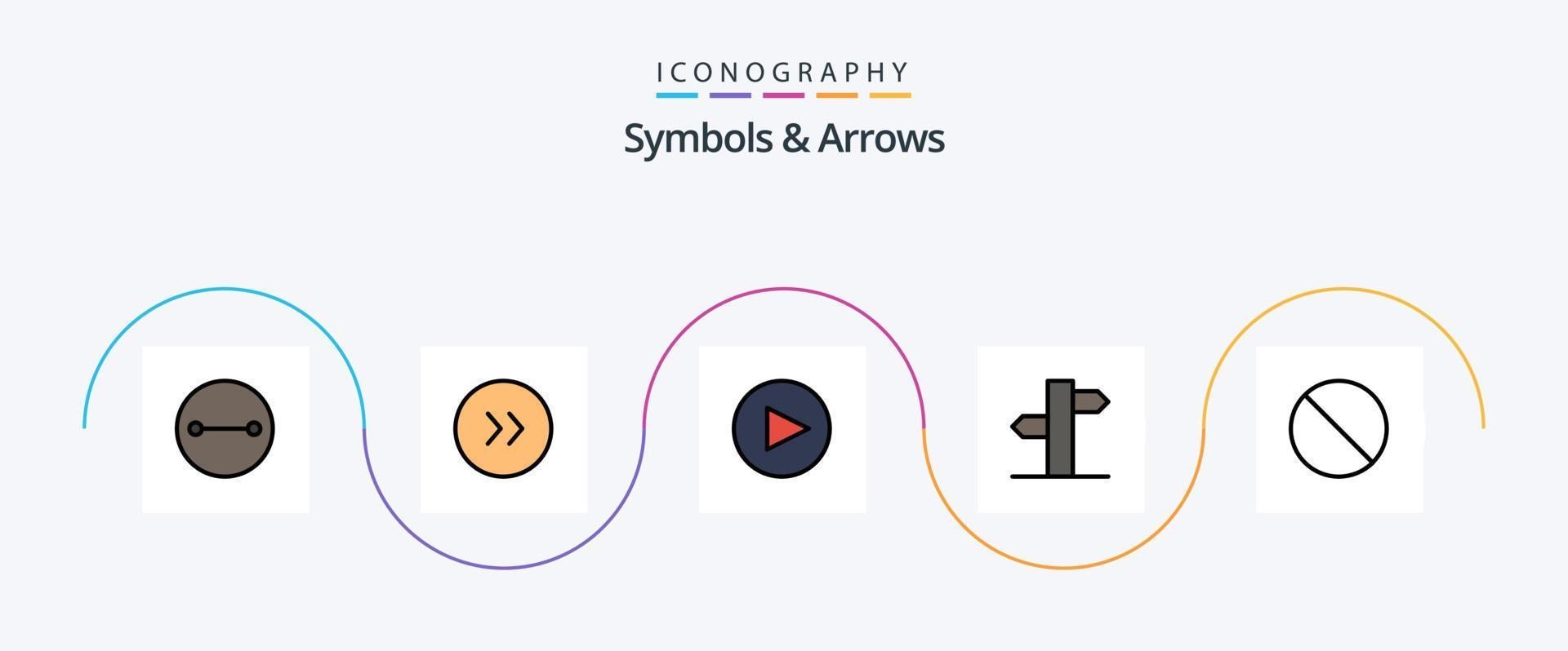 Symbols and Arrows Line Filled Flat 5 Icon Pack Including . address. stop. cancel vector