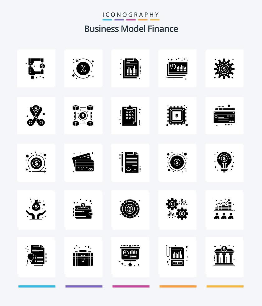 Creative Finance 25 Glyph Solid Black icon pack  Such As cogs. financier. annual. financial. accounting vector