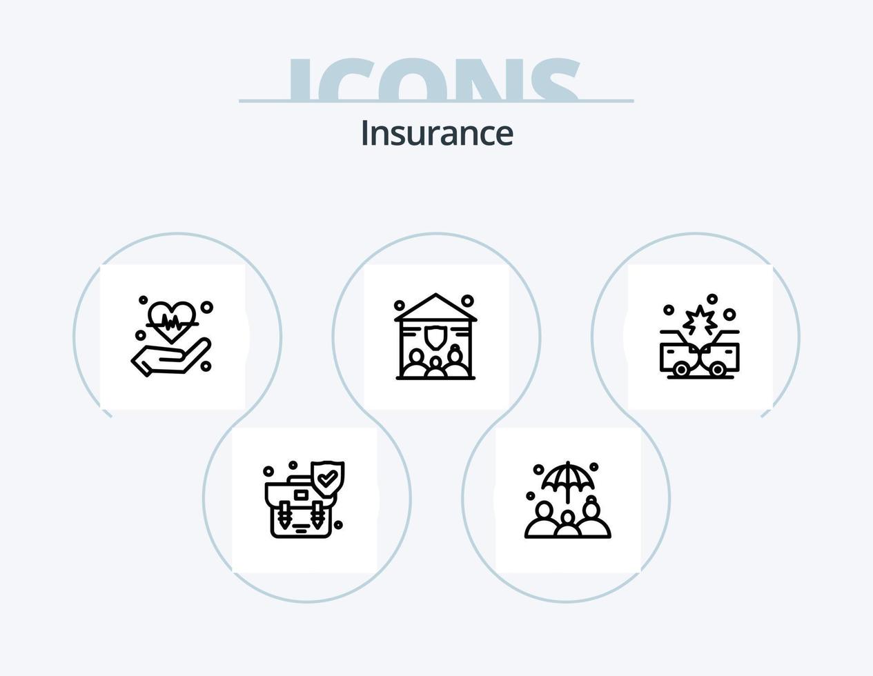 paquete de iconos de línea de seguros 5 diseño de iconos. blindaje. seguro. seguro. mundo. inversión vector