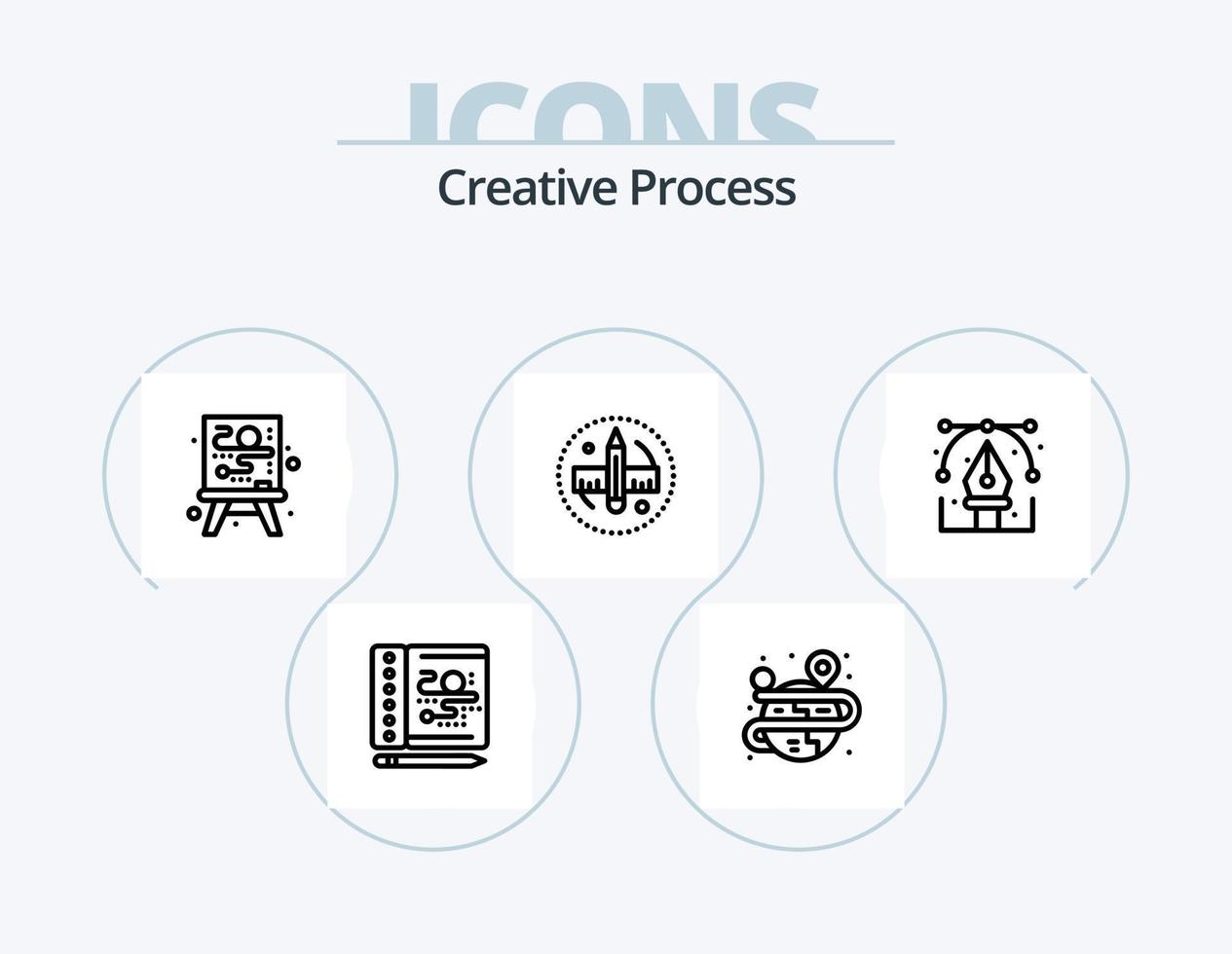 paquete de iconos de línea de proceso creativo 5 diseño de iconos. . archivo. creativo. proceso. foto vector