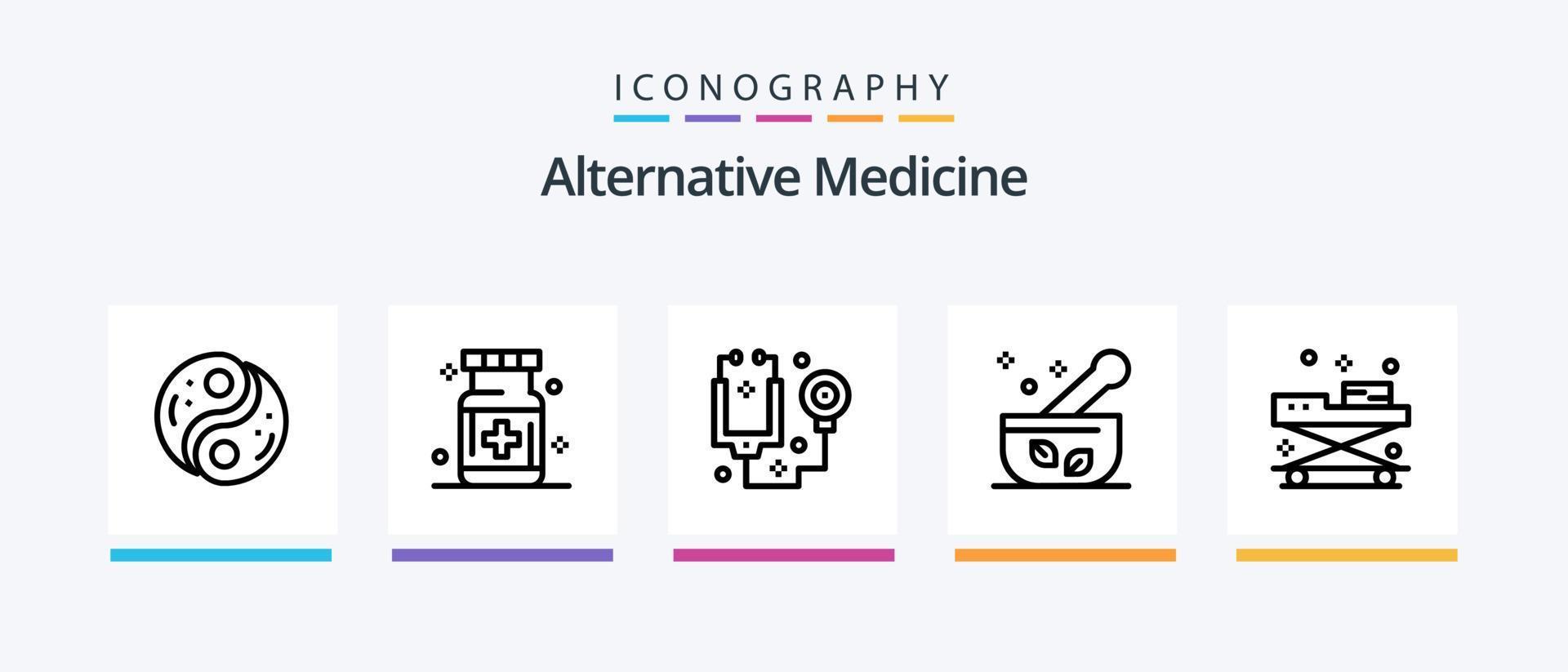 Alternative Medicine Line 5 Icon Pack Including soup. medical. report. hospital. needles. Creative Icons Design vector