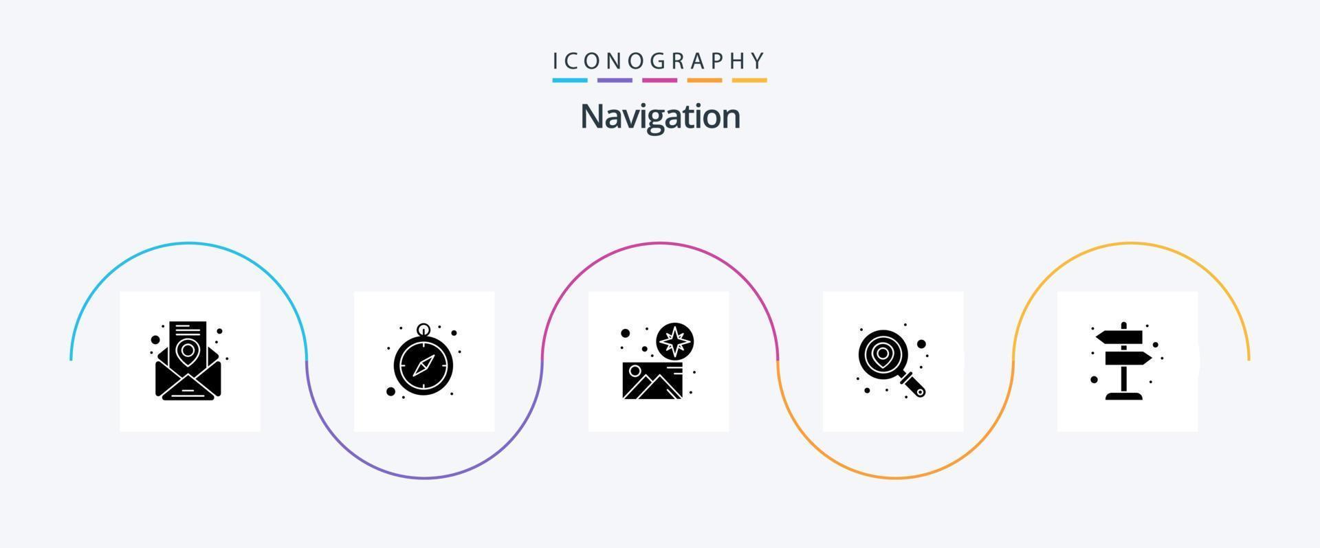 Navigation Glyph 5 Icon Pack Including sign. search. direction. location. map vector