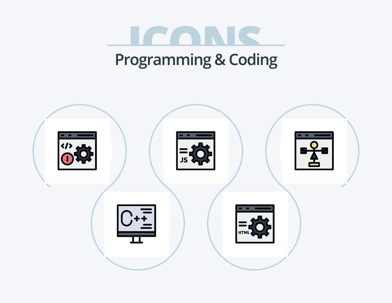 Programming And Coding Line Filled Icon Pack 5 Icon Design. development. coding. development. programming. develop vector