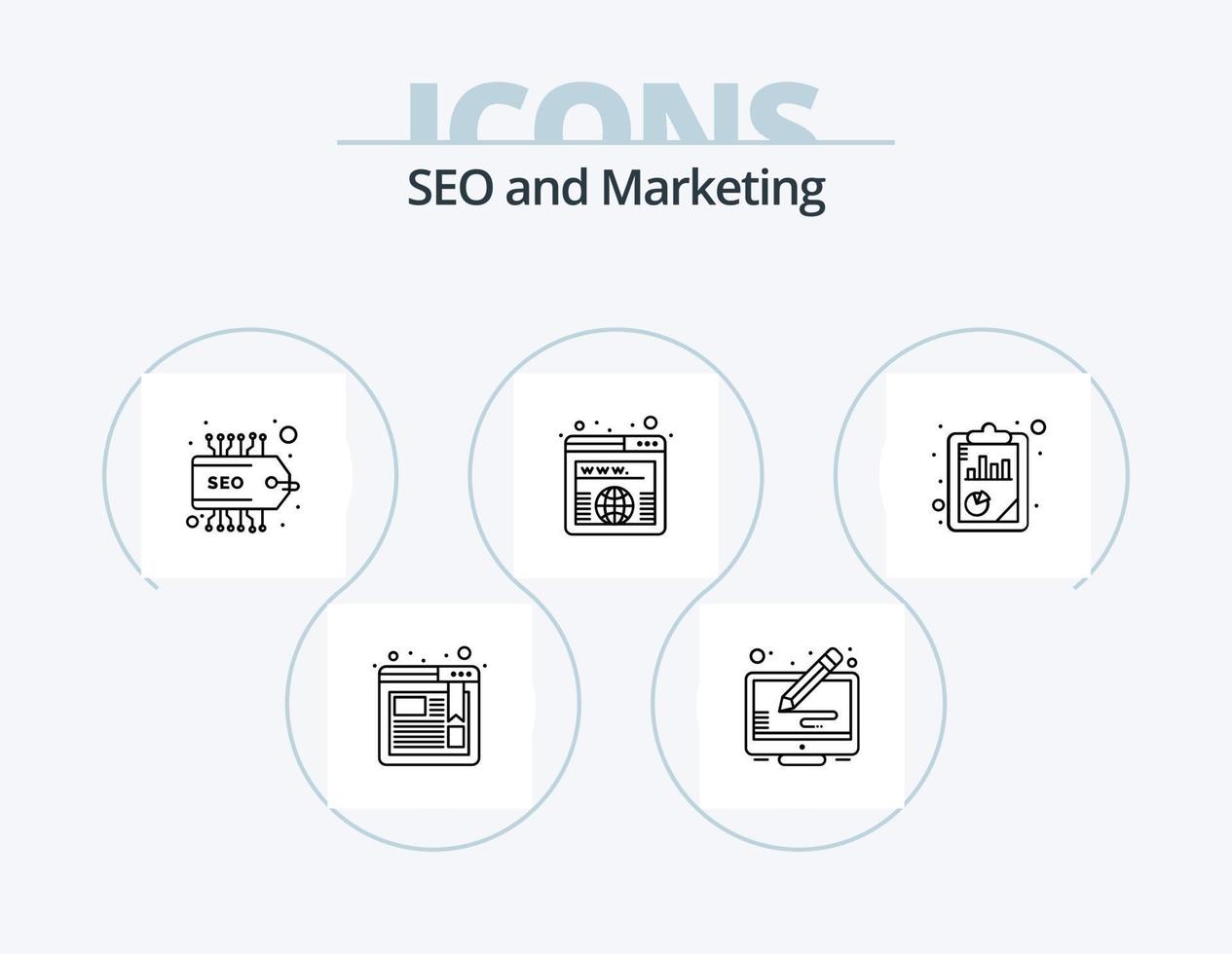 Seo Line Icon Pack 5 Icon Design. screen. copyright. browser. copy. consulting vector