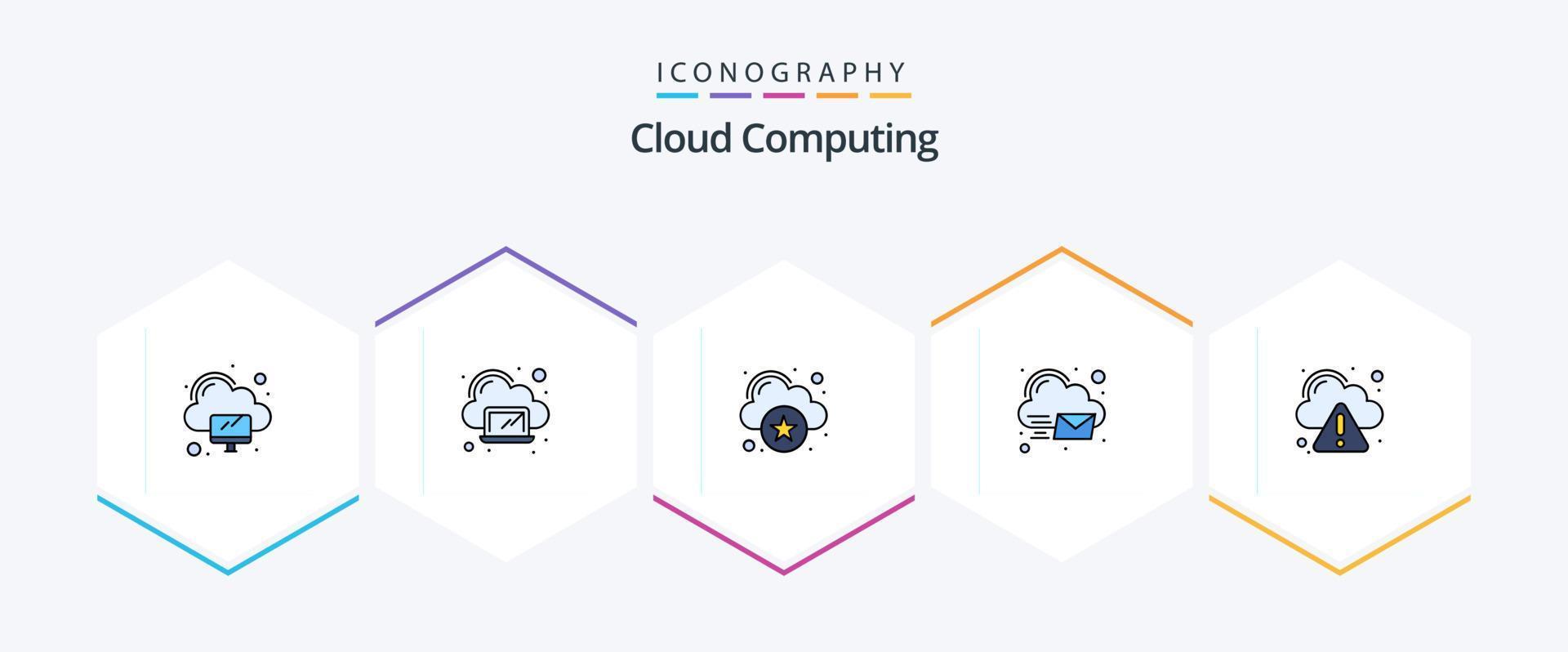 Cloud Computing 25 FilledLine icon pack including error. invelop. rating. message. cloud vector