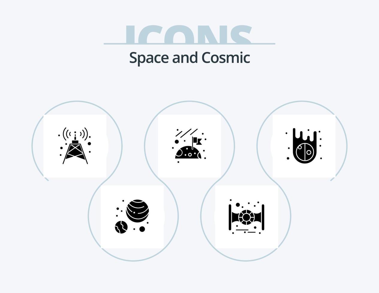 Space Glyph Icon Pack 5 Icon Design. . . tower. meteor. asteroids vector