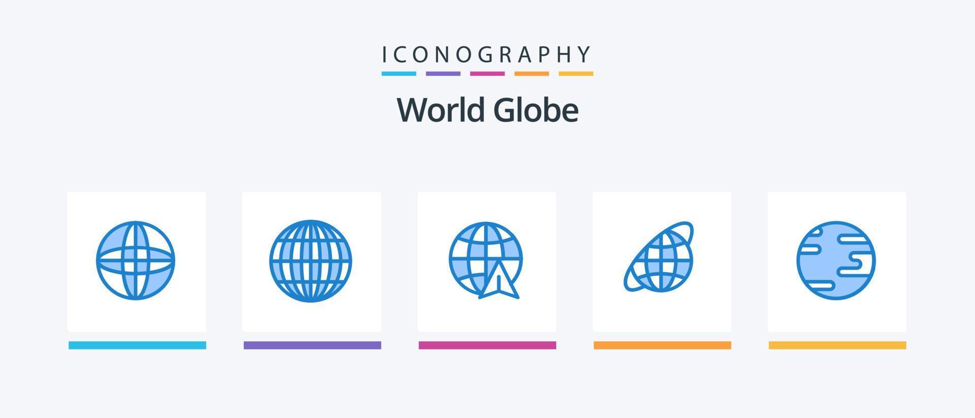paquete de iconos globo azul 5 que incluye . mundo. viajar. globo. universo. diseño de iconos creativos vector