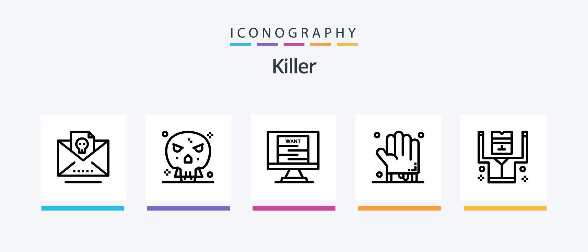 Killer Line 5 Icon Pack Including crossing. security. death. prisoner. arrested. Creative Icons Design vector