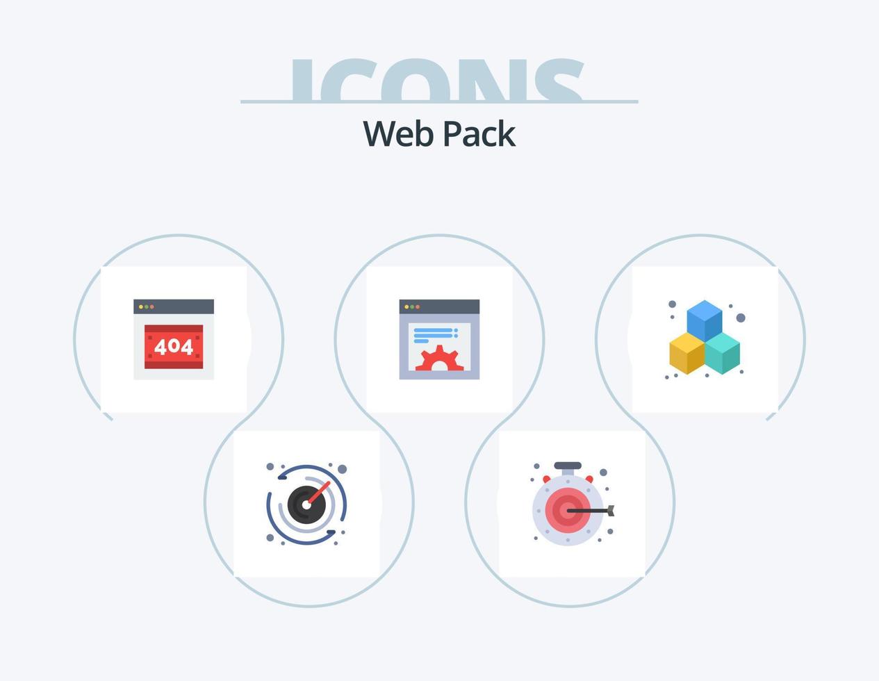 Web Pack Flat Icon Pack 5 Icon Design. . cube. http error. box. web vector