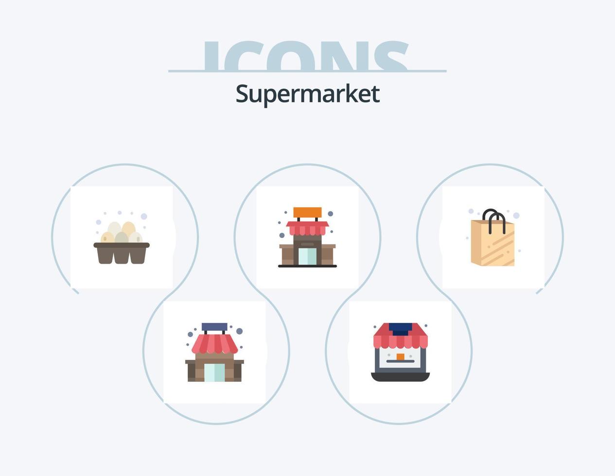 Supermarket Flat Icon Pack 5 Icon Design. . . groceries. supermarket. bag vector