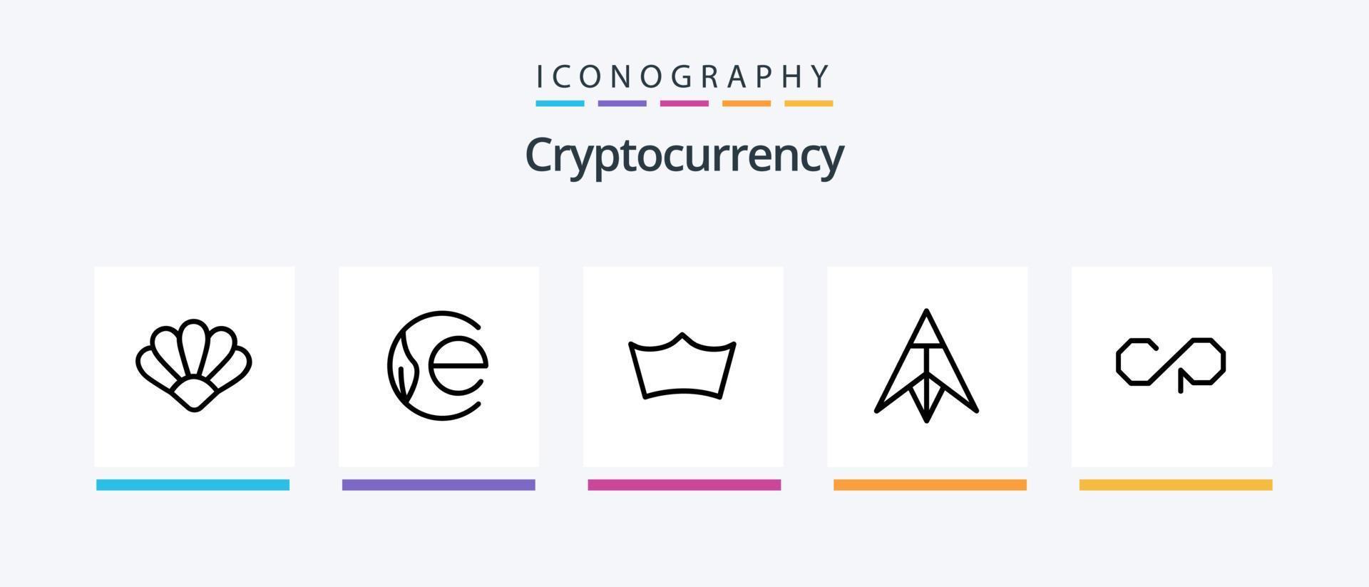 Cryptocurrency Line 5 Icon Pack Including coin. crypto currency. earth coin. crypto. dubaicoin. Creative Icons Design vector