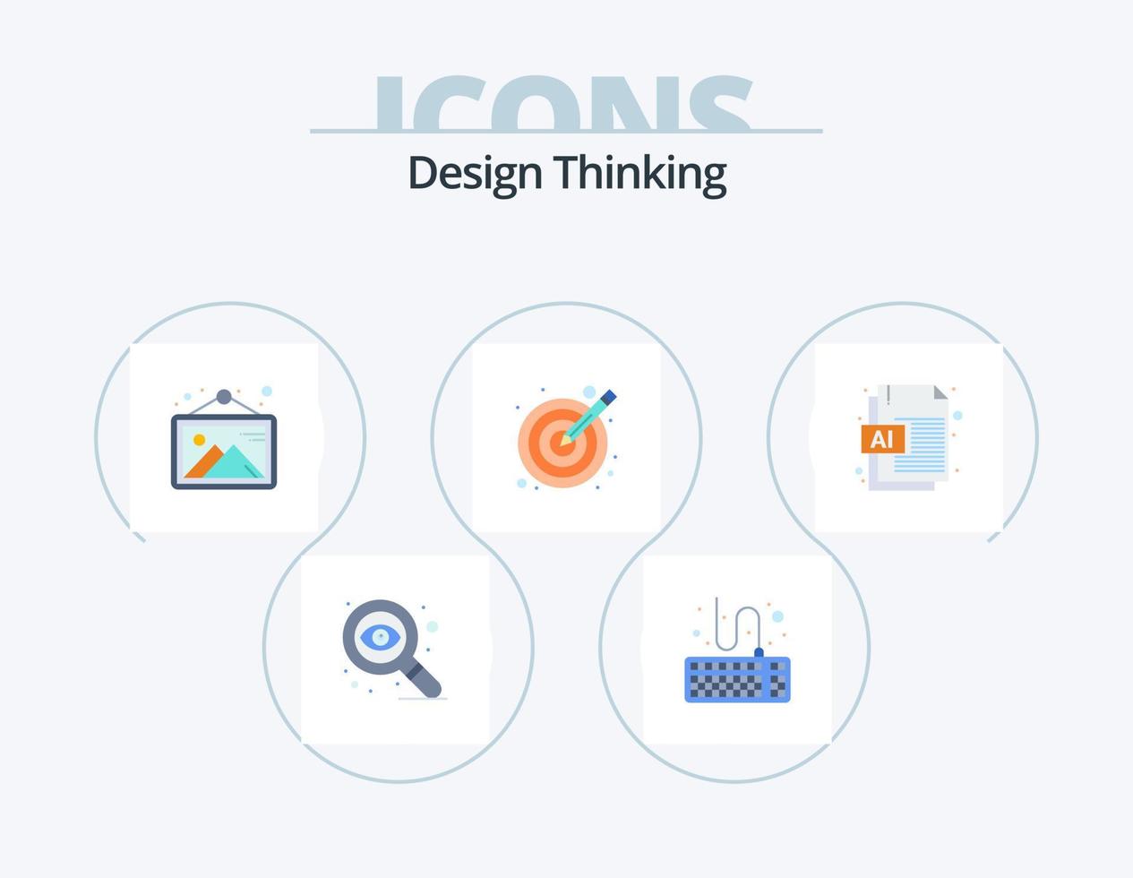 Design Thinking Flat Icon Pack 5 Icon Design. file. ai. image. vectors. illustration vector