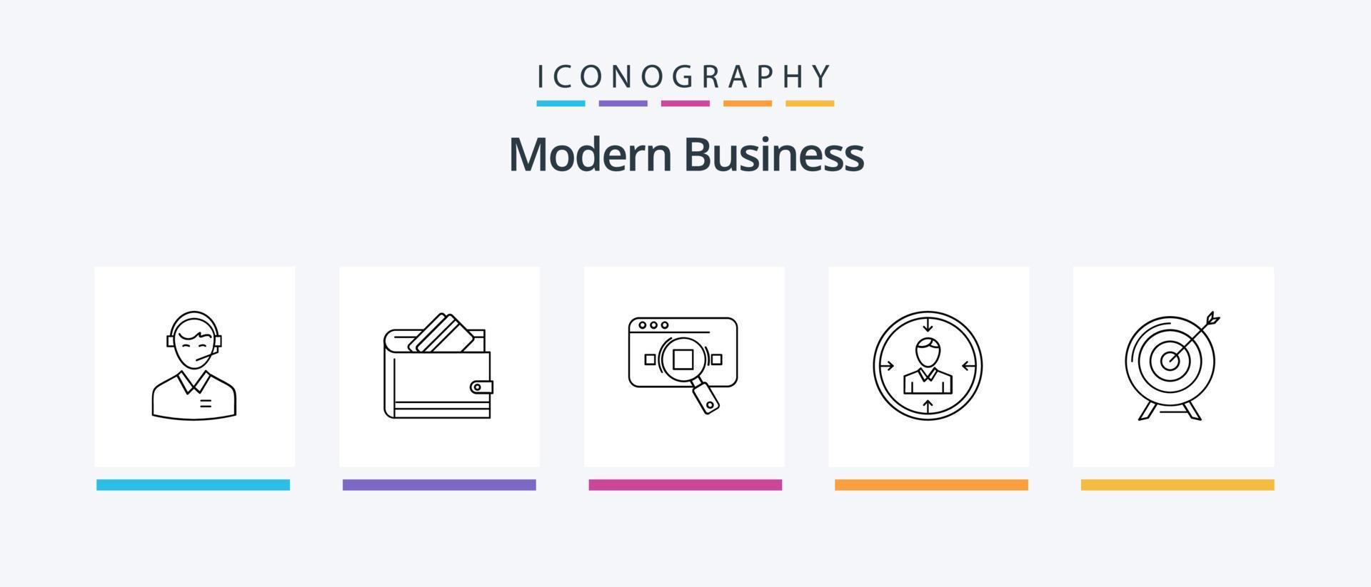 Modern Business Line 5 Icon Pack Including consulting. support. flowchart. workflow. scheme. Creative Icons Design vector