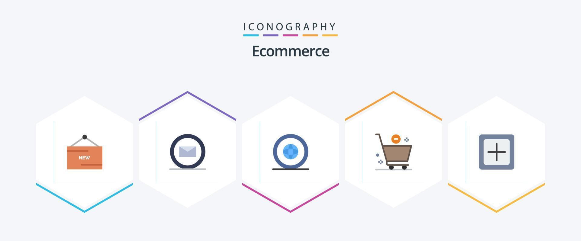 paquete de iconos planos de comercio electrónico 25 que incluye agregar. mi. país. comercio. ubicación vector