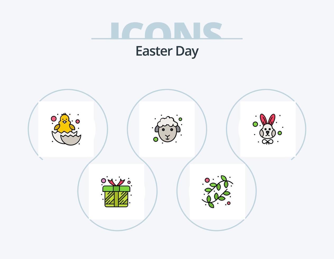 Easter Line Filled Icon Pack 5 Icon Design. cart. sheep. cross. lamb. face vector