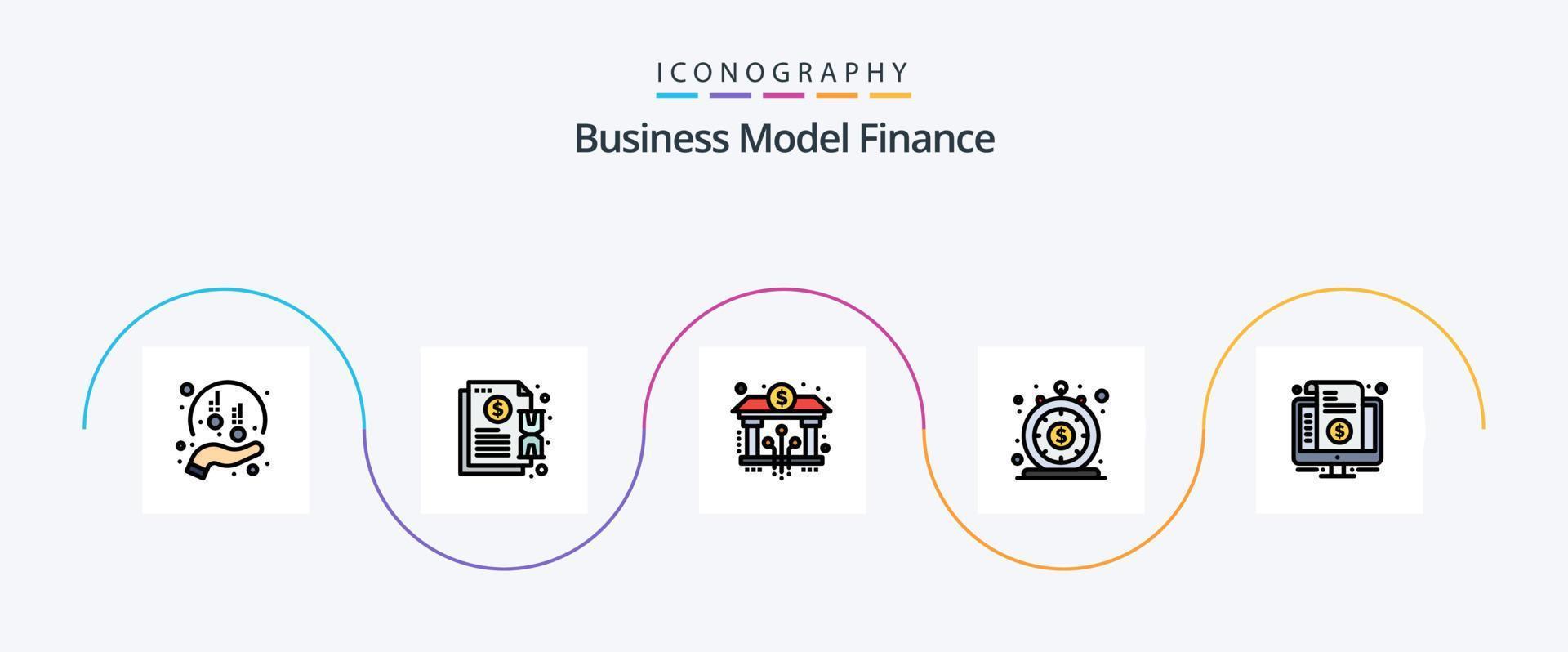 Finance Line Filled Flat 5 Icon Pack Including loan. finance. notification. digital. blockchain vector