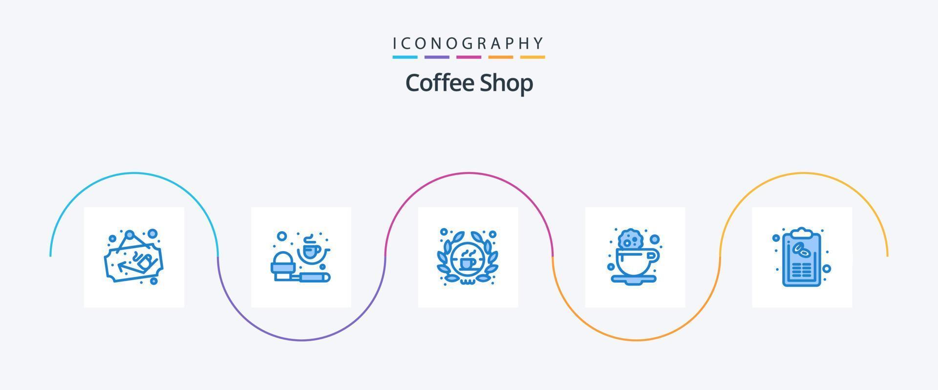 paquete de iconos de cafetería azul 5 que incluye café. beber. barista Galleta. romper vector